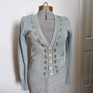 J Crew Wool Blend Mirror Detail Cardigan